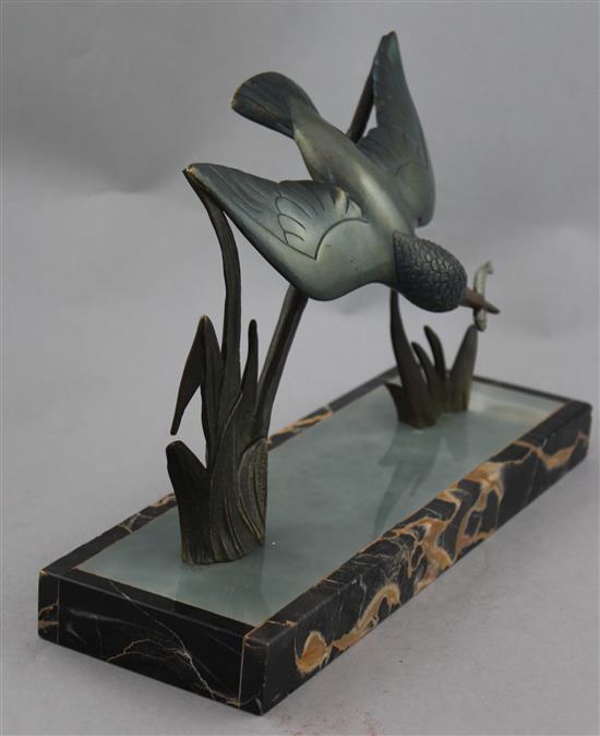 French Art Deco patinated bronze model of a kingfisher